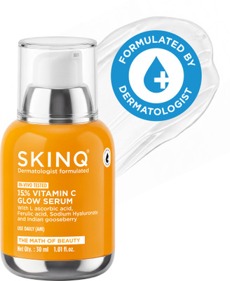 SKINQ 15% Vitamin C Glow Serum with L Ascorbic & Ferulic Acid | Reduces Tan 30ml(30 ml)