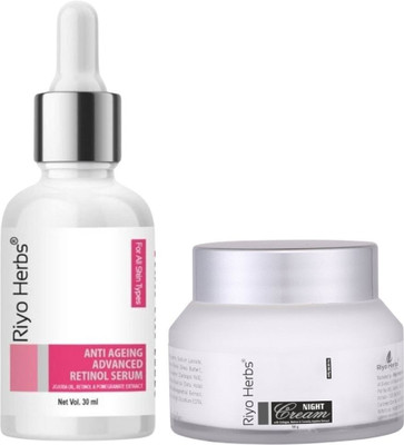 Riyo Herbs Anti-Ageing Retinol Serum 30ml and Retionl Night Cream 50g Combo Pack(80 g)