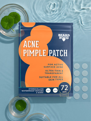 BEARDHOOD Acne Pimple Patch | 72 Hydrocolloid Waterproof Patches | For Active Surface Acne(20 g)