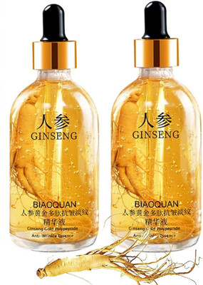 Sanukhi 2pcs Ginseng Polypeptide Anti-ageing Essence, Ginseng Gold Polypeptide Anti-ageing Essence, Ginseng Serum, for Tightening Sagging Skin Reduce Fine Lines (100 Ml)(100 ml)