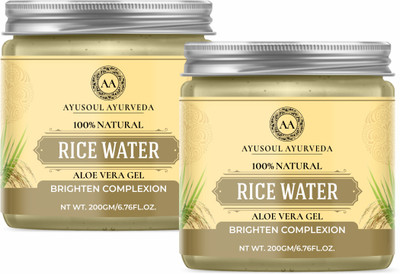 Ayusoul Ayurveda Aloevera Gel with Rice Water Ext. & Rice Water Ext. Pack of 2(400 g)