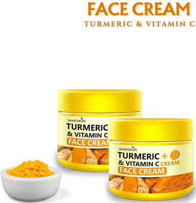 smartdrops Turmeric and Vitamin C Nourishing Cream | Refreshing Touch | Day & Night Use Pack of 2(100 g)