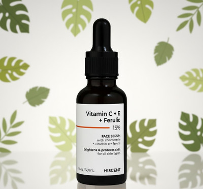 Hiscent Vitamin C + E Ferulic Face Serum for Brightening, Smooth Texture and Daily Skin Repair(30 ml)