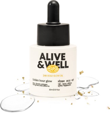 Alive & Well 24K Golden Hour Glow Facial Oil, with 24K Gold Flakes, for Glowing Skin(30 ml)