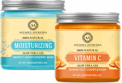 Ayusoul Ayurveda Aloevera Gel with Moisturizer & Vitamin C Pack of 2(400 g)