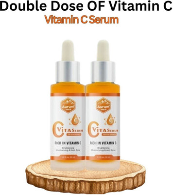AURUM HERB Vitamin C Skin Serum for Men and Women – Hydrating & Anti Acne – Pack of 2 (30ml Each)(60 ml)