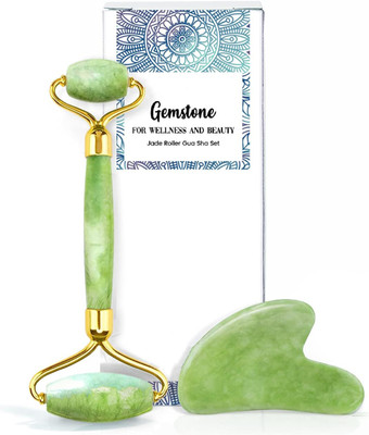 GOLDINKS Gua Sha Facial Tool Jade Roller Natural Healing Crystals for Wellness Relaxation(100 g)