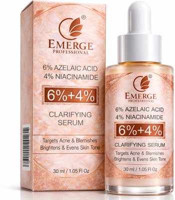 EMERGE Professional 6% Azelaic Acid + 4% Niacinamide Clarifying Face Serum for Acne & Blemish Control, Brightening & Even Skin Tone(30 ml)