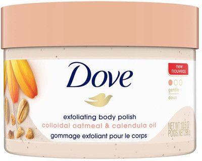 DOVE Exfoliating Body Polish for Delicate Sensitive Skin with Oatmeal & Calendula Oil Scrub(298 g)