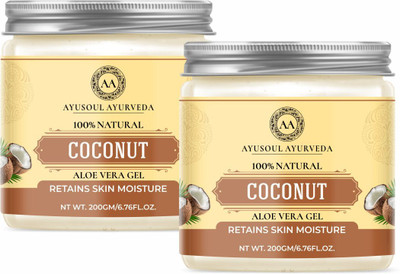 Ayusoul Ayurveda Aloevera Gel with Coconut Oil & Coconut Oil Pack of 2(400 g)