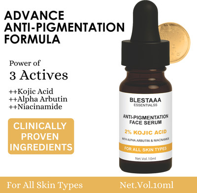 blestaaa essentialss 2% Kojic Acid + Alpha Arbutin With Niacinamide Serum | Brightening & Spot Correction | Treats Hyperpigmentation & Acne Scars(10 ml)