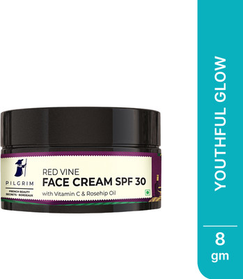 Pilgrim French Mini Red Vine Youthful Glow Moisturizer SPF 30 | Anti-Ageing & Hydrating(8 g)