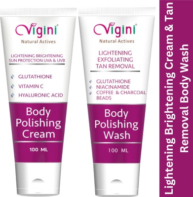 Vigini Skin Brightening Whitening Glutathione Moisturizer Cream & Coffee Body Wash(200 ml)