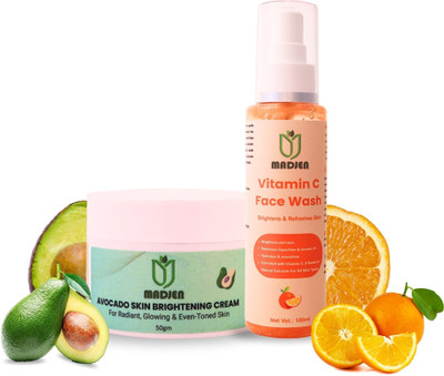 Madjen Herbal Madjen Glow Combo – Vitamin C Face Wash + Avocado Brightening Cream(150 g)
