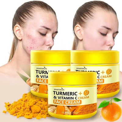 smartdrops Turmeric and Vitamin C Cream | Non-Sticky Skincare | Perfect for Travel and Daily Routine Turmeric Face Cream Pack of 3(150 g)
