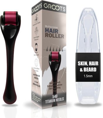 Groots Derma Roller 0.5mm For Hair Growth 540 Titanium Needles Face and Beard(50 g)