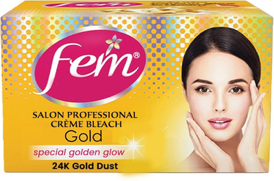 Fem Salon Professional Crme Bleach Gold 212gm Special Golden Glow 24K Gold Dust(212 g)