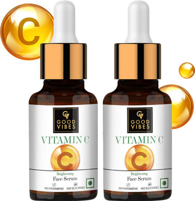 GOOD VIBES Vitamin C Brightening Face Serum (10 ml) - (Pack of 2) 20ML(20 ml)