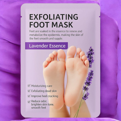 FlyTouch Exfoliating Foot Mask for Dead Skin Peeling, Cracked Heel Healing and Soft Feet