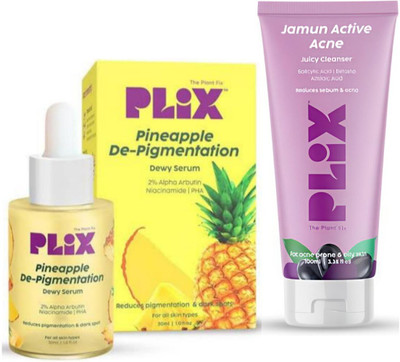 Plix Jamun Active Acne Juicy Cleanser 100ml & Pineapple De-Pigmentation Dewy Serum 30ml(130 g)