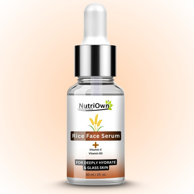 NutriOwn Rice Water Face Serum With Vitamin C and Vitamin B3 for Deeply Hydrate and Glowing Skin With Instant Glow Formula | Brightens Skin | Suits All Skin Types(30 ml)