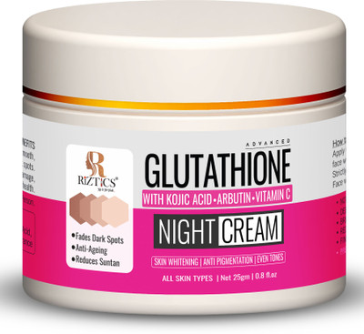 RIZTICS Advanced Glutathione Skin Lightening Night Cream with Kojic Acid | Fades Pigmentation & Fine Lines(25 g)