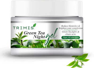 TRIMIS Green Tea Night Gel – Blemish Reduction & Skin Brightening | Vegan, Paraben & Sulphate Free | Enriched with Vitamin C & Aloe Vera | 50gm (For All Skin Types)(50 g)