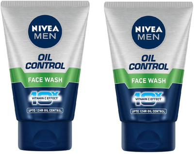 Nivea Men Oil Control Facewash with 10x Vitamin C Effect – Deep Cleansing for Oily Skin, Removes Dirt & Excess Oil, Gives Long-Lasting Freshness – 100g (PACK OF 2) Face Wash(200 g)