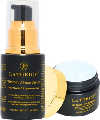 LATORICE Vitamin C Face Serum and Age Recovery Cream Set, 30 ml Serum with Hyaluronic Acid, 50 ml Anti-Ageing Cream(80 ml)