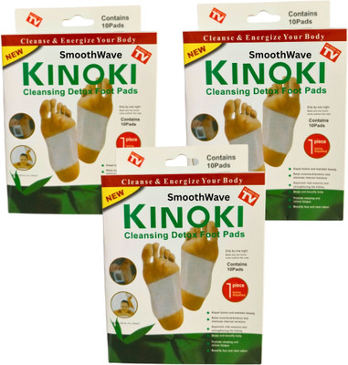 SmoothWave Cosmetics KINOKI Premium Quality Cleansing Detox White Foot Patch Pack of 3 (30 PADS)(300 g)
