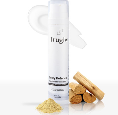 truglw Dewy Defence Moisturizer SPF, Hyaluronic Acid, Kojic Acid, Niacinamide & Licorice Extract – Hydrating & Brightening – Non-Sticky, Fast-Absorbing(50 ml)