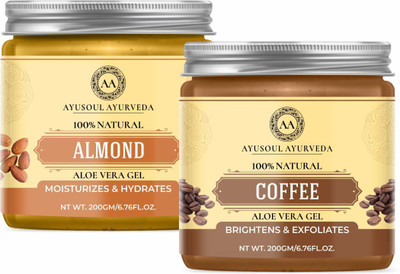 Ayusoul Ayurveda Aloevera Gel with Almond Oil & Coffee Extract Gel Pack of 2(400 g)