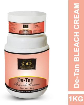 Heaven Valley Professional De Tan Cream Bleach for Full Face | Skin Brightening & Whitening with Natural Extracts | Instant Glow & Tan Removal | 1kg Salon Professional Bleach for Women & Men(1000 g)