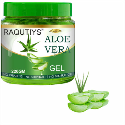 RAQUITYS 100% Pure Aloe Vera Gel with Vitamin E | Soothing Gel for Skin and Hair(220GM)(220 g)