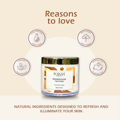 iyanaa Face Pack | Natural Glow Boosting Clay Mask with Kaolin, Zinc Oxide & Almond Oil | Detoxifies & Moisturizes(150 g)