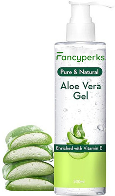 FANCYPERKS Pure & Natural Aloe Vera Gel - 200 Ml - Enriched With Vitamin E - Multipurpose Gel for Skin and Hair(200 g)