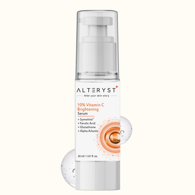 Alteryst 10% Vitamin C Advanced Face Serum 7-in-1 with Alpha Arbutin, Niacinamide, Glutathione & Ferulic Acid | Brightening Serum for Dark Spots, Pigmentation & Uneven Skin Tone(30 ml)