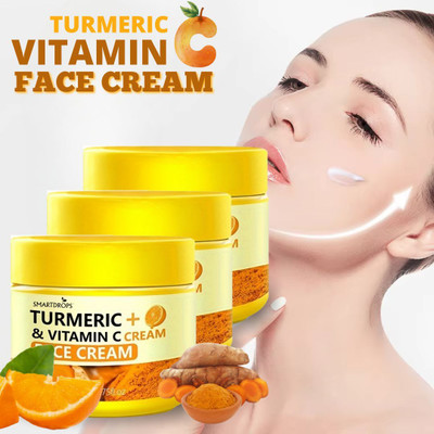 smartdrops Turmeric & Vitamin C Face Cream | Light Texture | Daily Use | For Men and Women Pack of 3(150 g)