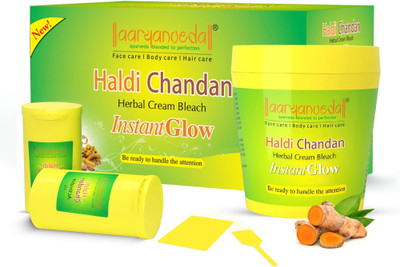 Aaryanveda Haldi-Chandan Bleach Cream Instant Glow Fairness Facial Pack for All Skin Types(250 g)