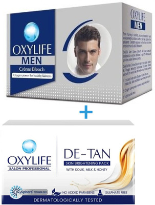 Oxylife OxyLife Men Crème Bleach + De-Tan Skin Brightening Pack | Instant Glow & Tan Removal Combo for Men(198 g)