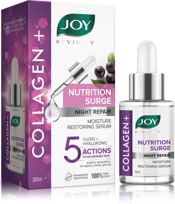 Joy Revivify Collagen+ Nutrition Surge Night Repair Moisture Restoring Serum | With CoQ10+Hyaluronic | Face Serum(30 ml)
