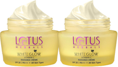 LOTUS HERBALS WhiteGlow Vitamin-C Radiance Creme SPF 20 I PA+++( Pack of 2 ) ( 50gm 2 )(100 g)