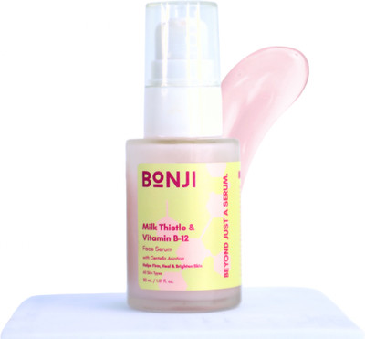 BONJI Beyond Just Natural Milk Thistle & Vitamin B-12 Face Serum | Hydration, Antioxidant Boost & Skin Brightening | Lightweight Milky Serum | Non-Sticky, Quick Absorbing Formula | Dermatologically Tested |(30 ml)
