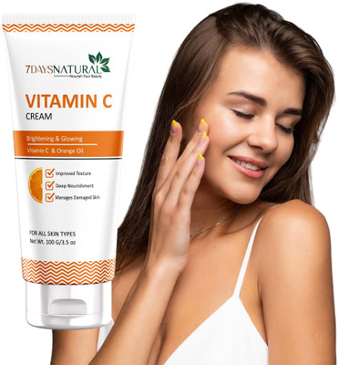 7days natural Vitamin C cream for face Brightening & Daily Nourishment | Extra Glow with Orange Peel & Ferulic acid - Paraben & sulfate free(100 g)