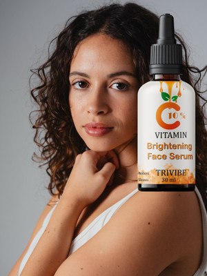 TRIVIBE Vitamin C Serum with Orange Extract and Hyaluronic Acid for Clear Skin, Open Pores, Collagen Boost and Natural Fairness for Girls and Women(30 ml)