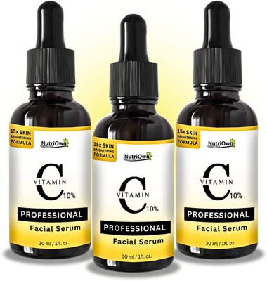 NutriOwn NutriOwn Vitamin C Serum for Bright skin, Increases Skin's Glow Instantly and Reduces Spots Overtime | Bright Complete Professorial Vitamin C Booster (Pack of 3)(90 ml)