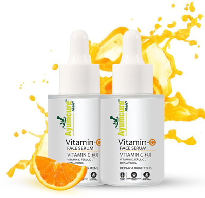 Ayumcure Vitamin C Face Serum for Brightening, Anti-Aging & Dark Spot Care – Pack of 2(60 ml)