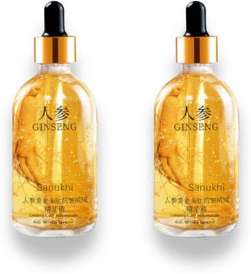 Sanukhi New Ginseng Polypeptide Anti_ageing Essence Ginseng Extract Anti Wrinkle Serum, Ginseng Gold korean Anti Aging Essential Oil Face Moisturizer Reduce Fine Lines ( 2Pc )(100 ml)