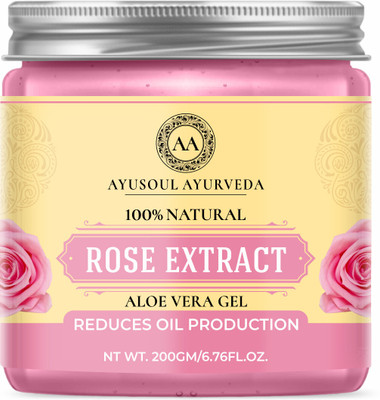 Ayusoul Ayurveda Rose Extract Aloevera Gel |Control Sebum|Pores Size|Treat Acne|Pimples|(200 g)