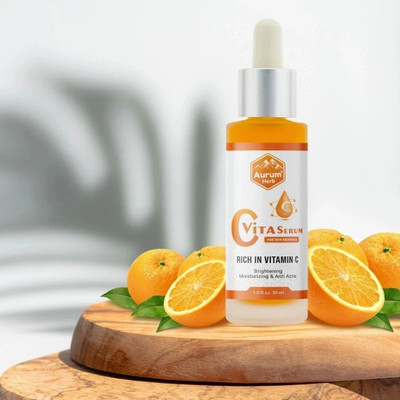 AURUM HERB Vita Serum with Vitamin C for Skin Brightening, Anti-Acne, Hydration & Radiance Boost(30 ml)